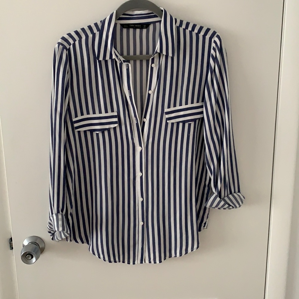 Zara stripped blue shirt